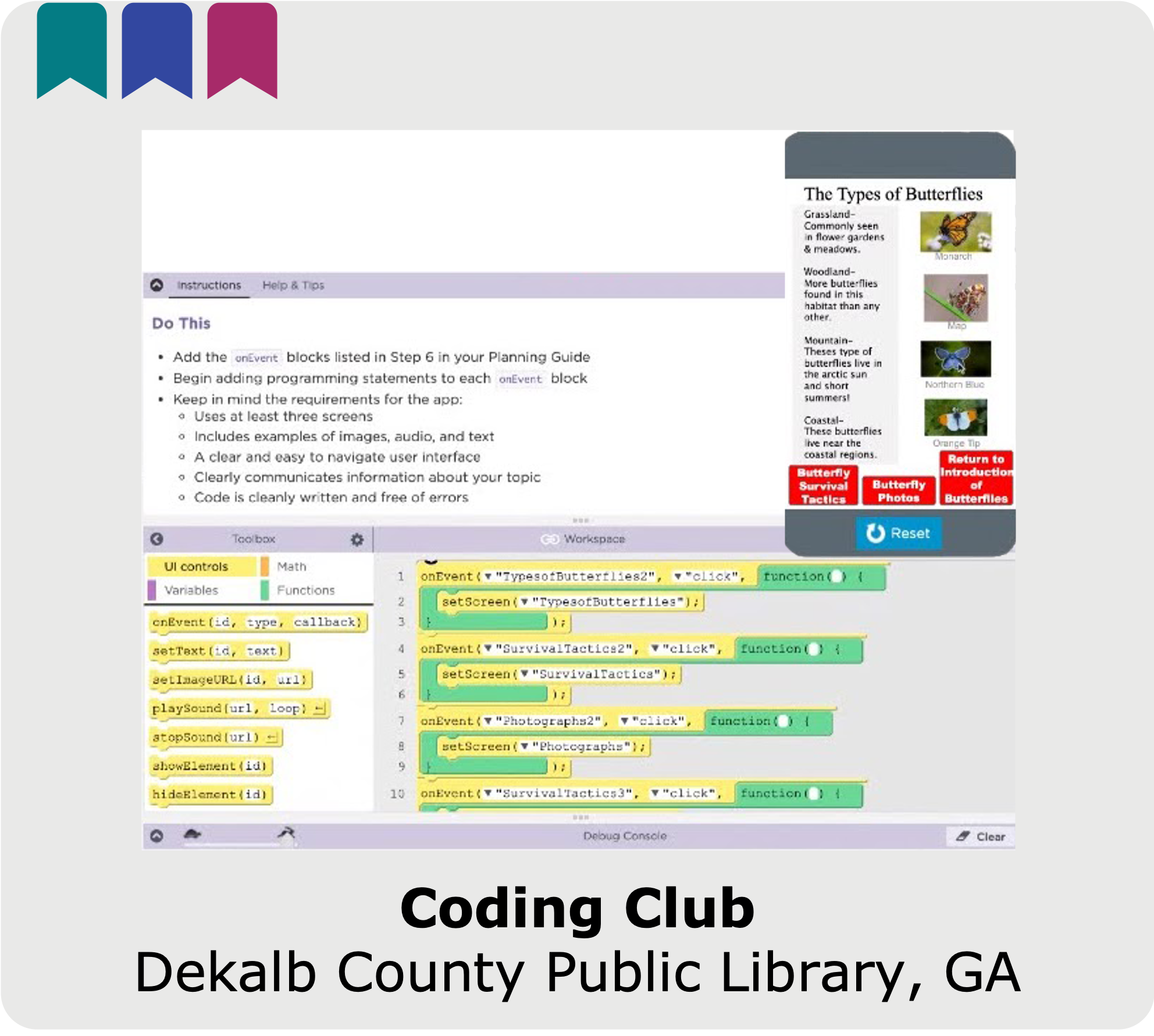 Click to open the case study of the coding club program at Dekalb County Library in Georgia. 