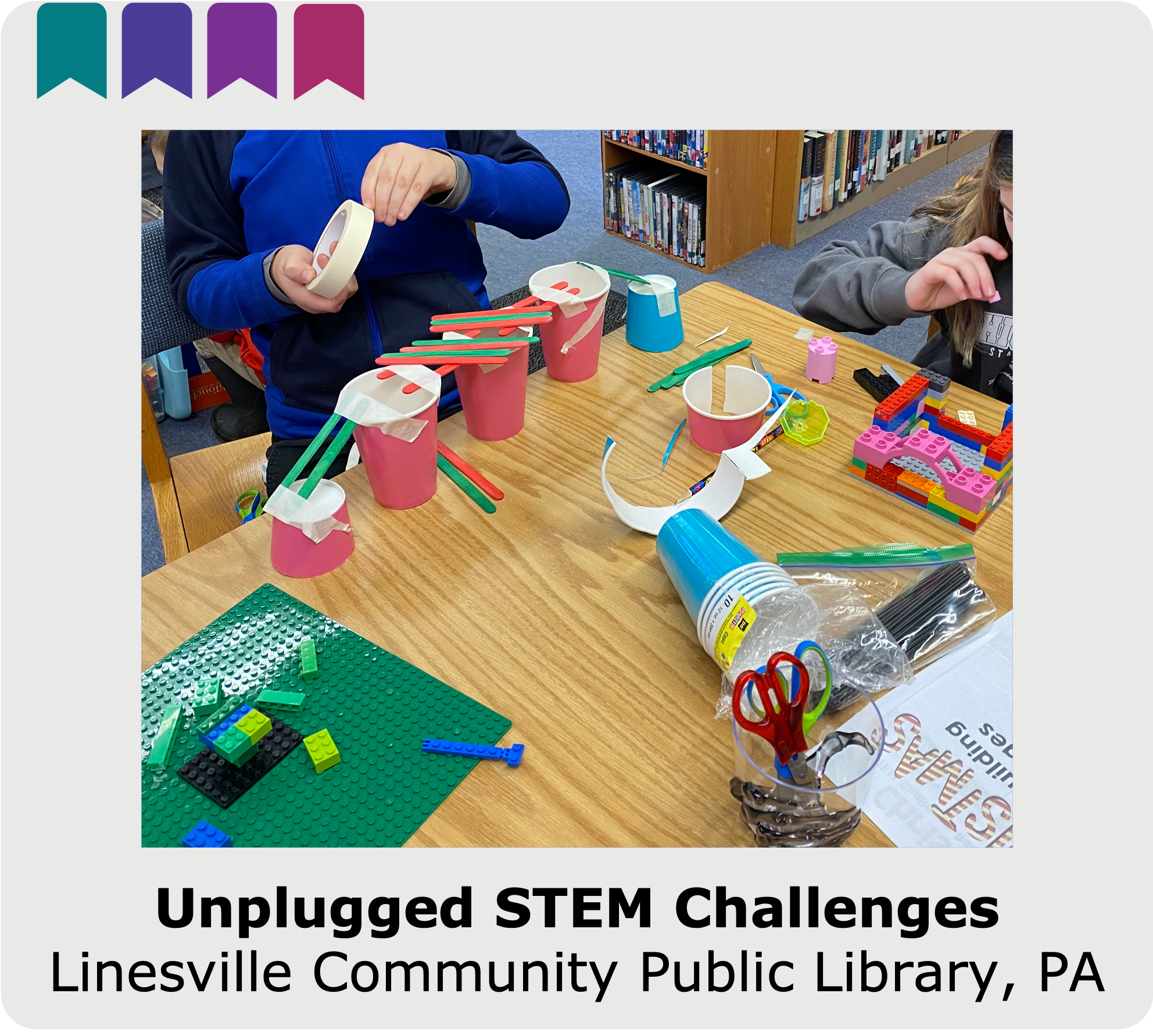 Click to open the case study of the unplugged STEM challenges program at Linesville Community Public Library in Pennsylvania.